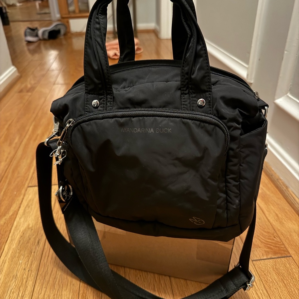 Black Mandarin Duck mini tote bag